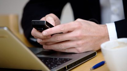 A consultant using his mobile phone, Stockholm, Sweden