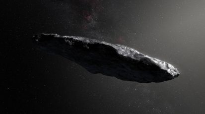 Artist’s impression of the interstellar asteroid `Oumuamua
