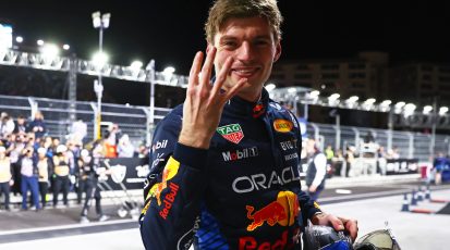 LAS VEGAS, NEVADA - NOVEMBER 23: 2024 F1 World Drivers Champion Max Verstappen of the Netherlands and Oracle Red Bull Racing celebrates in parc ferme during the F1 Grand Prix of Las Vegas at Las Vegas Strip Circuit on November 23, 2024 in Las Vegas, Nevada. (Photo by Mark Thompson/Getty Images) // Getty Images / Red Bull Content Pool // SI202411240332 // Usage for editorial use only //